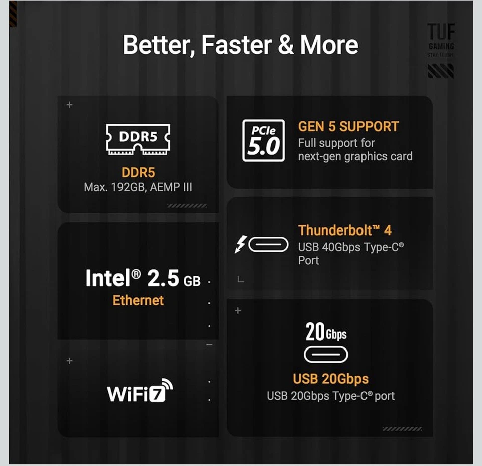 Placa madre ASUS TUF GAMING Z890-PLUS WIFI Z890 LGA 1851 ATX, Intel® Core™ Ultra Foto 3 de 4