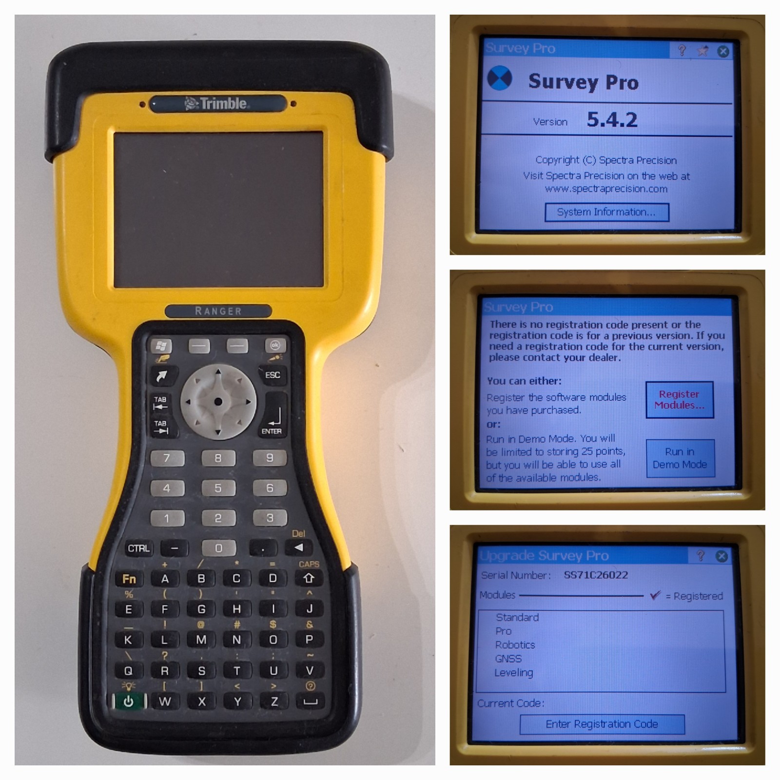 TRIMBLE Ranger Data Collector with SurveyPro 5.4.2 (Demo). In Good Condition.