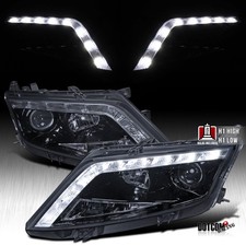 Fit 2010-2012 Ford Fusion Led Strip Projector Headlights Head Lamps Blacksmoke