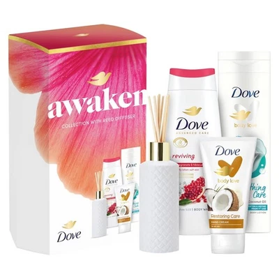 Dove Awaken Bodywash Collection Gift Set with Reed Diffuser Pamper Set