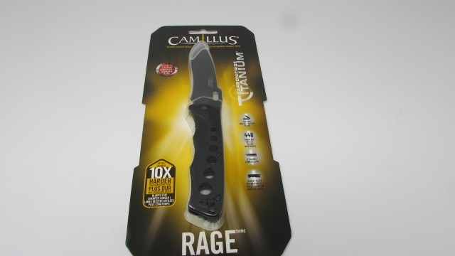 Camillus Rage Linerlock Black Folding Titanium 440 Stainless Pocket Knife NIB