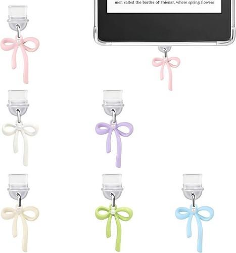 6 Pcs Cute Butterfly Dust Plug Charms Bow for Kindle Type C Charging Port - Photo 8 sur 15