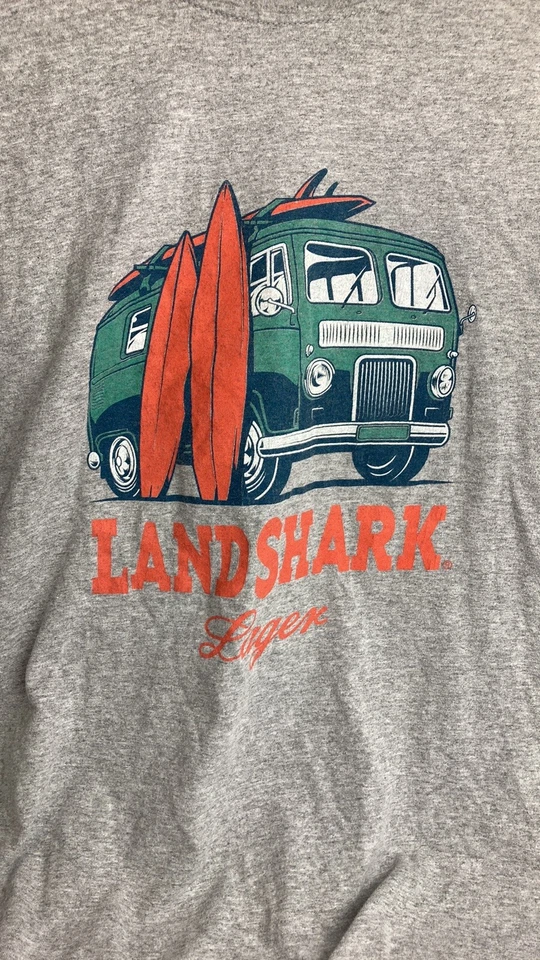 Landshark Lager Beer T Shirt Men's Size L Gray Graphic Crew Neck Cotton Blend Foto 3 de 4