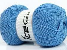 4-Skein Lot Lorena Superfine Yarn cotton 4x100g Light Blue