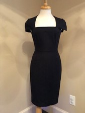 J. Crew Black Sheath Dress Square Neck Cotton and Viscose Size 0