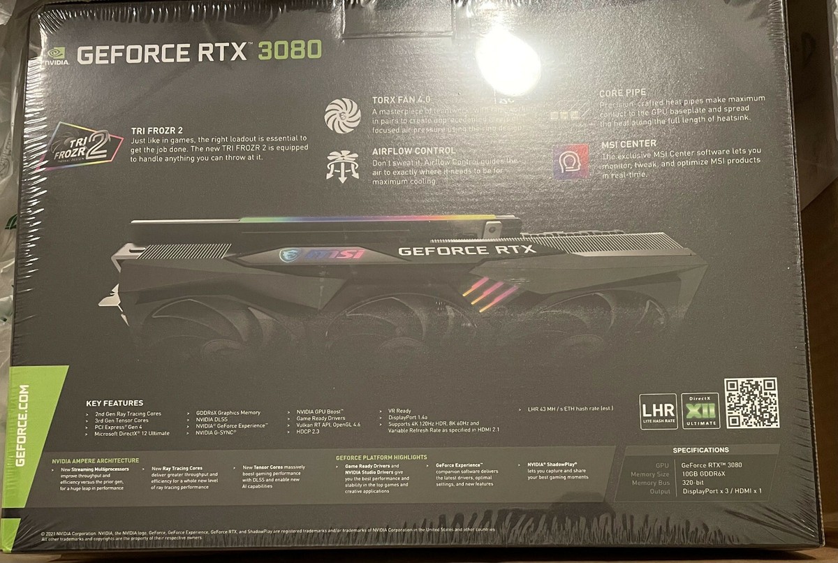 msi rtx 3080 gaming x trio 新品未開封 MSI NVIDIA GeForce RTX 3080 GAMING Z TRIO 12GB GDDR6X LHR