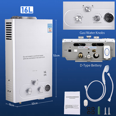 16L LPG Durchlauferhitzer Flüssiggas Warmwasserbereiter Boiler Wasserspeicher