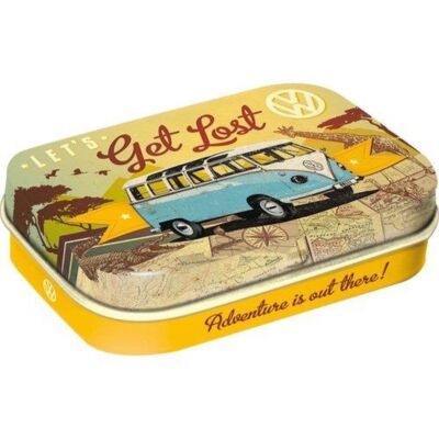 Nostalgic-Art - Retro Tin Pill Box with Mint Candy - VW Bulli Let's Get Lost
