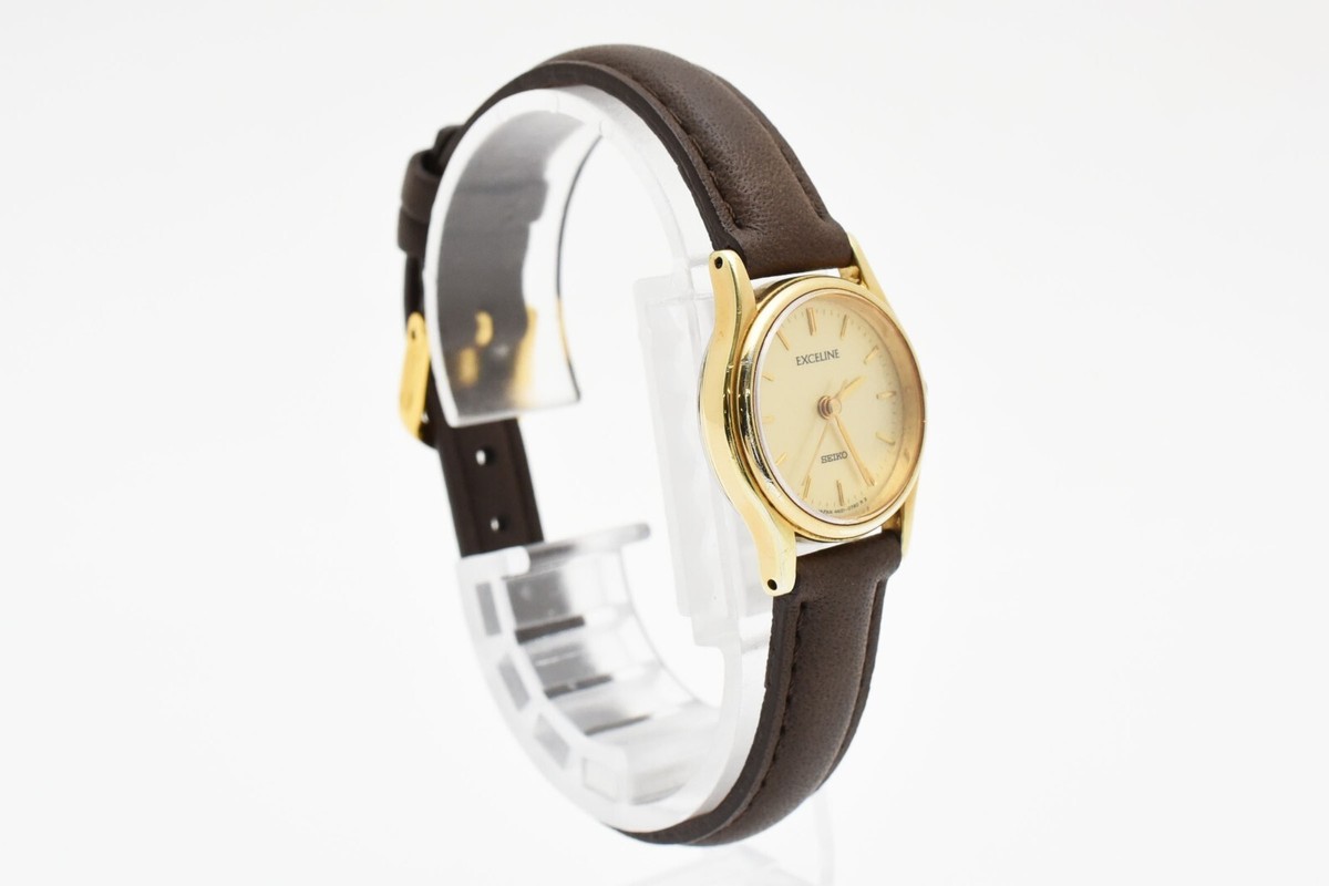 7-4435 SEIKO EXCELINE 4N21-0390 ゴールド ▶️ Vintage [Near Mint] SEIKO EXCELINE 4N21-0390 Gold Dial Women