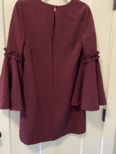 Milly Bell Sleeve Dress Wine Burgundy Mini Size 6 - Picture 4 of 7