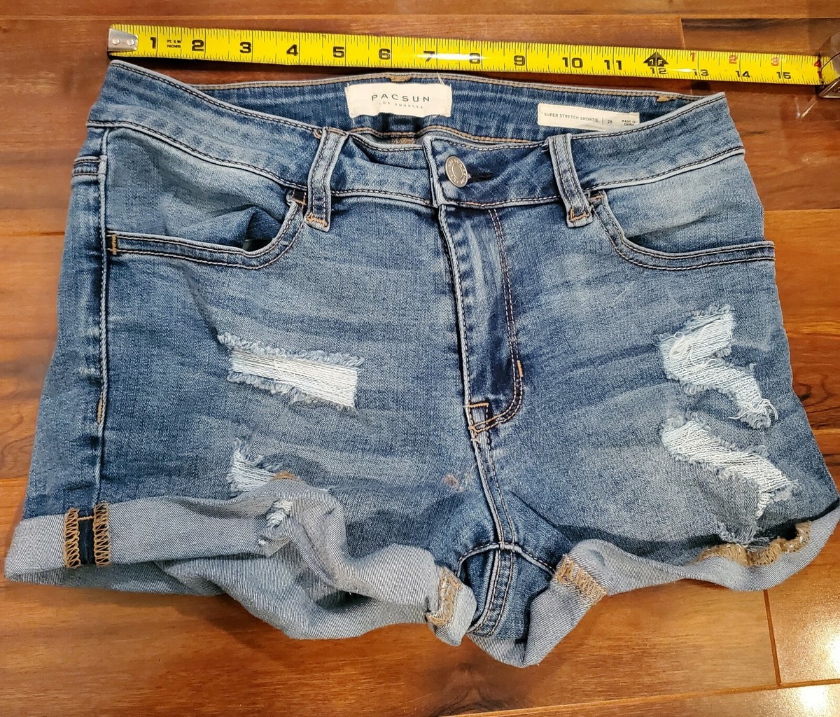 Womens PACSUN Shorts Light Blue Denim Los Angeles 26 Waist