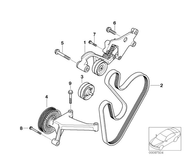 0206 Mini Cooper S R52 R53 W11 Supercharged Engine Belt,Tensioner