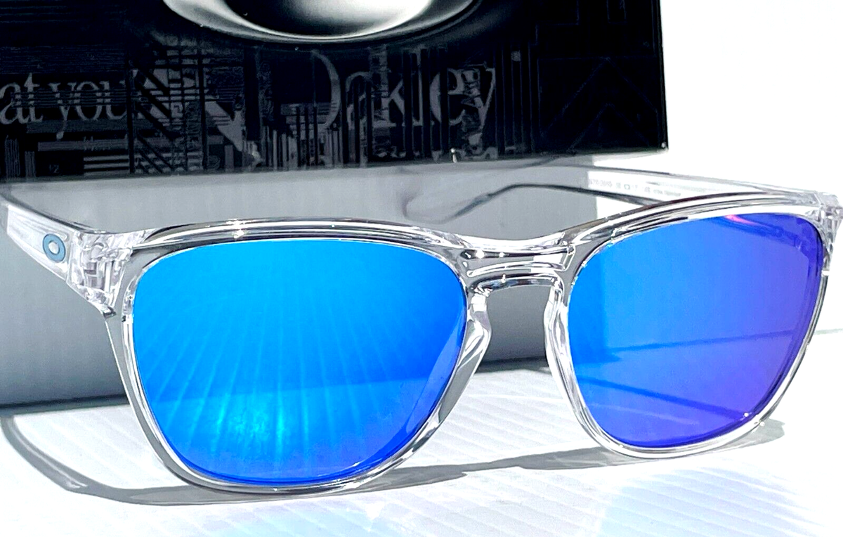 NEW Oakley MANORBURN Shiny Clear POLARIZED Galaxy Blue Lens
