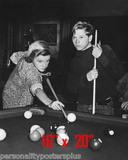 Judy Garland~Mickey Rooney~Shooting Pool~Playing Pool~Billiards~16" x 20" Photo