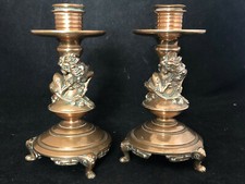 Antique Chinese Candlestick Paire de Bougeoir Bronze Chine Indochine 