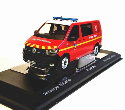 VOLKSWAGEN T6 Pompiers SDIS 06 Secours Médical 1/43 Transporter Van