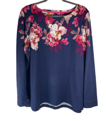 Joules Womens Floral Pullover Long Sleeves sz14 100% Cotton