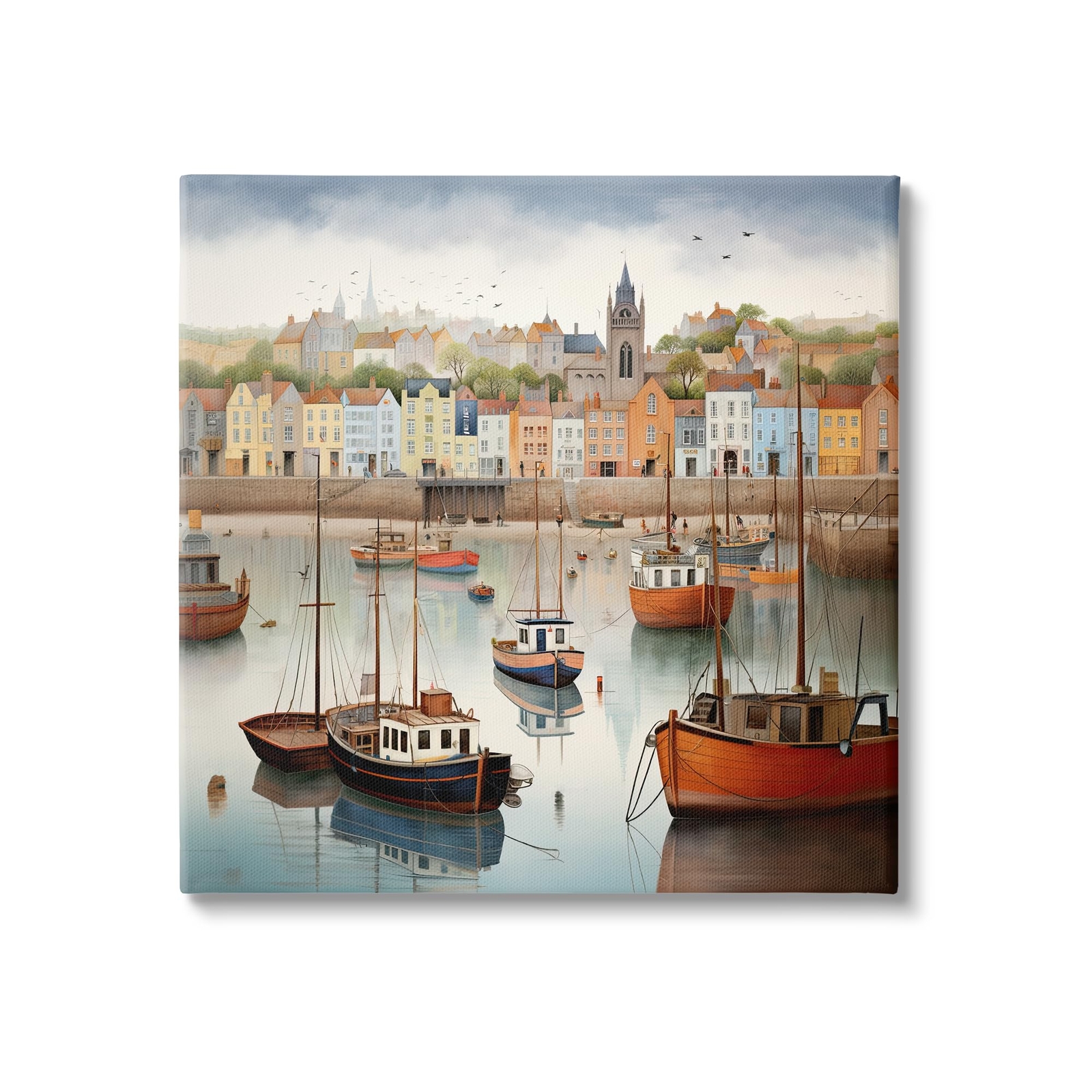 Seaside City Harbor Canvas Wall Art by Ray Powers