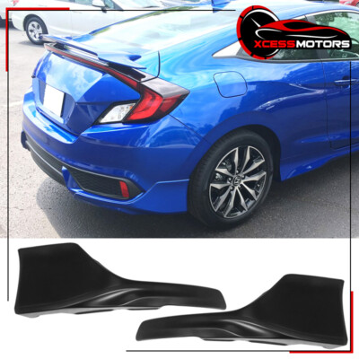 For 16-20 Honda Civic Coupe HFP Style Rear Bumper Lip Splitters 2PC Unpainted PU