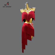 Womens Dress Latin Dance Costume Girl Competition Suit Party Ballroom Line Skirt