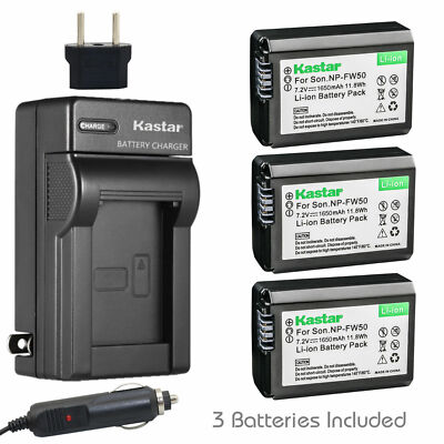 Kastar Normal Charger Kit & 3 Batteries for Sony NP-FW50