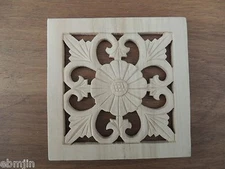 S.Carved Wood Panel w/flower