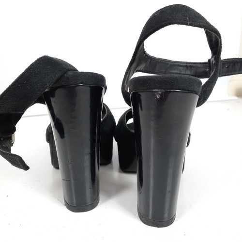 Black suede high heel shoes stripper platforms Y2K vintage 8 Rubi strappy goth - Picture 6 of 6