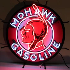 Mohawk Gasoline Neon sign wall lamp Gas oil pump glabe light American Indian