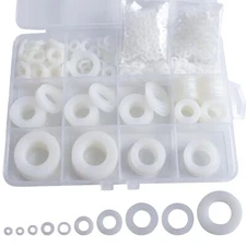 600 Pcs White Nylon Flat Washer Assortment Kit, round Flat Nylon Washers