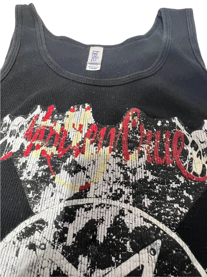 Camisetas sin mangas Motley Crue Rock Roll VERDADERAS vintage para mujer NEGRAS HECHAS EN EE. UU. GRANDES Foto 4 de 4