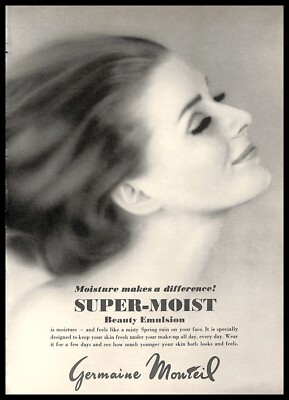 1966 Germaine Monteil Super Moist Beauty Emulsion Vintage PRINT AD Skincare
