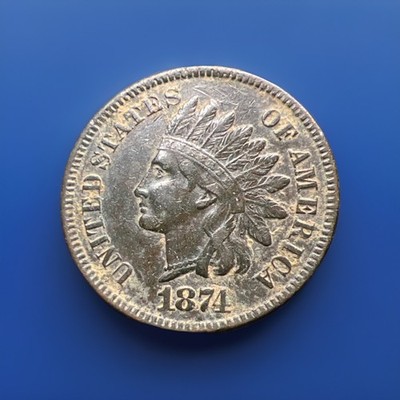 Beautiful  1874 Indian Head Cent/Penny CHOICE XF-EXTRA FINE. FULL LIBERTY-