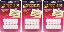 StikkiCLIPS Adhesive Clips White 30 Per Pack 3 Packs