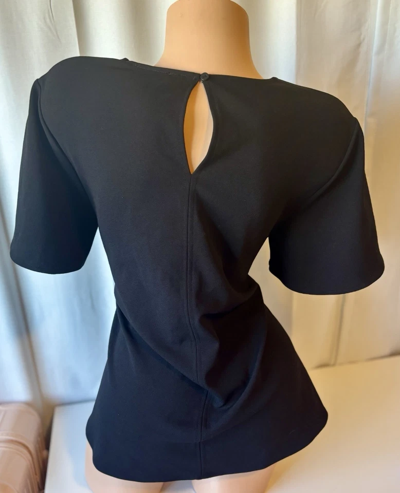 Express Black Keyhole Tie Waist Structured Blouse Size Medium - Image 4 of 4
