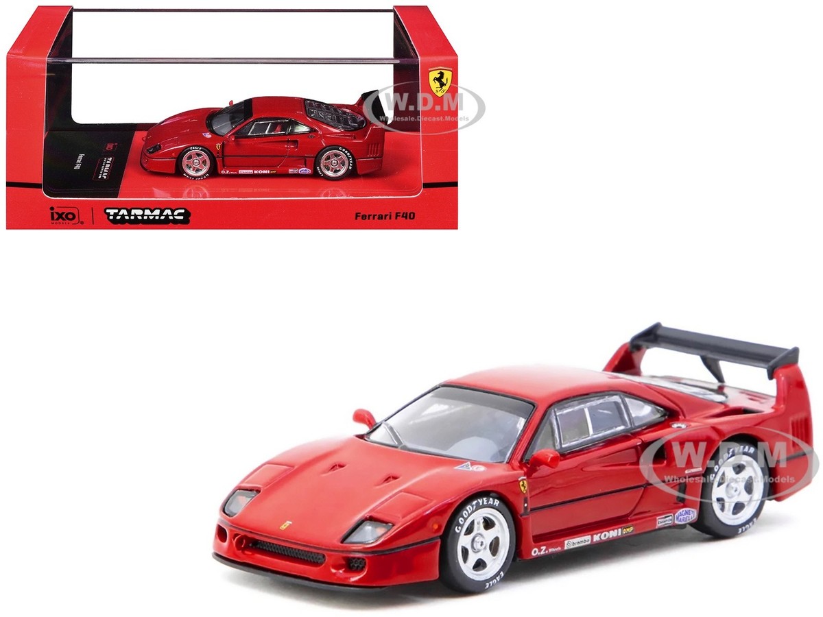 FERRARI F40 RED 1/64 DIECAST MODEL CAR BY TARMAC WORKS T64R-076