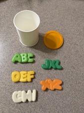 Vintage 1987 Fisher-Price Fun With Food Alphabet Soup Can with alphabet letters