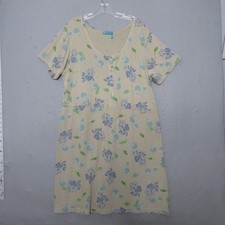 Fresh Produce Dress XL Floral Cotton Tan Blue Coastal Beachy Resort Made in USA