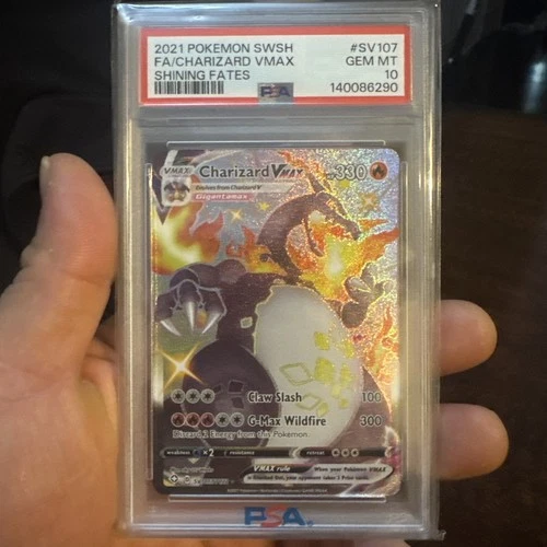 Pokémon 2021 Shining Fates Charizard VMAX SV107/SV122 Full Art Holo PSA 10