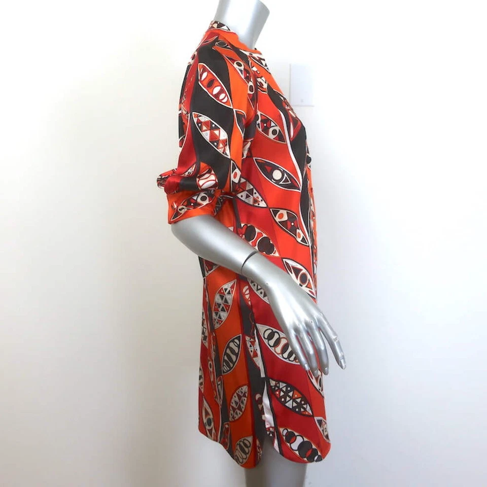 Mini Vestido Emilio Pucci Girandole Rojo/Naranja Estampado Seda Satinado Talla US 4 Foto 3 de 4