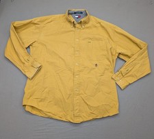 Tommy Hilfiger Shirt Mens XL Yellow Twill Button Down Long Sleeve Crest Logo