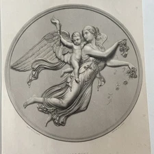 Antique Morning” Engraving After Thorvaldsen Classical Bas-Relief Chatsworth Col