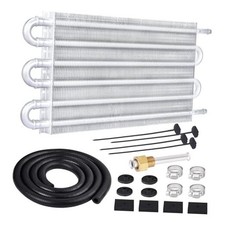 5/16" Transmission Oil Cooler Tube and Fin Cooler Kit Universal 6 Pass Silver
