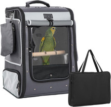 Bird Carrier with Shade Cover,Adjustable Height Standing Perch and Great Ventila