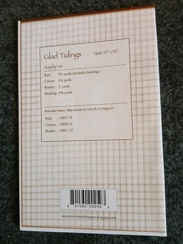 GLAD TIDINGS Quilt Instructions by Minick & Simpson - Picture 2 of 3