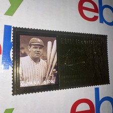collectible souvenir gold foil stamp honoring baseball legend Babe Ruth 23k 