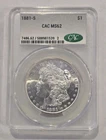 1881-S Morgan Silver Dollar CAC MS62