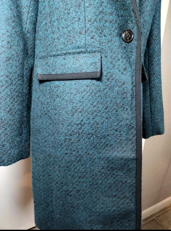 Banana Republic Nova Fides Italian Wool Coat Teal Black | NWT | Sold Out | $328 image 3