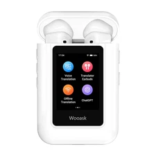 AI Translator Earbuds with Touch Screen,2 in 1 Real Time Voice Translation Earph