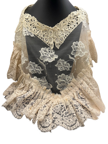 Vintage Off White/Cream Collar Women Jabot Ruffle Cosplay Victorian Costume