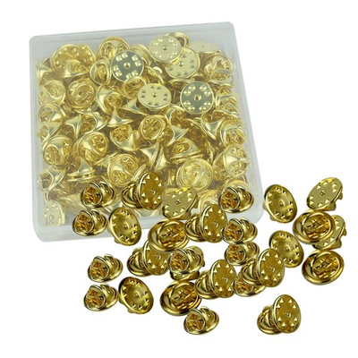 #ad 100PCS Pin Backs Metal Locking Brass Clutch for Brooch Tie Gold $8.82